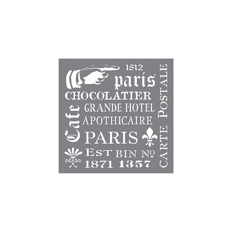 Deco Art Andy Skinner Mixed Media Stencil, 8" by 8", French Elements