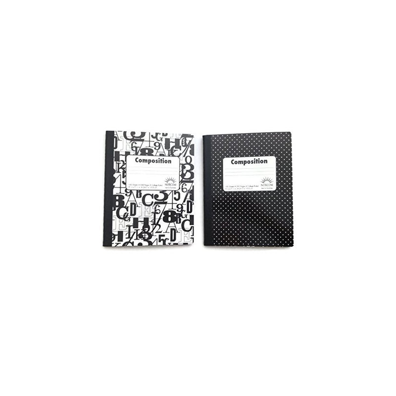 Double Pack 100 Sheet / 200 Page Composition Books - Bundle of Two Norcom Composition Books Wide Ruled (Starlight/Alphabet)