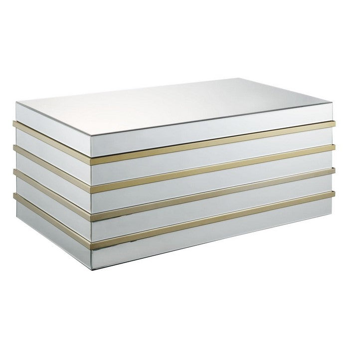 Rectangular Metal and Mirror Coffee Table, Silver and Gold