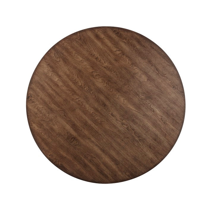Round Wood and Metal Coffee End Table Set, Brown and Black, Pack of 3