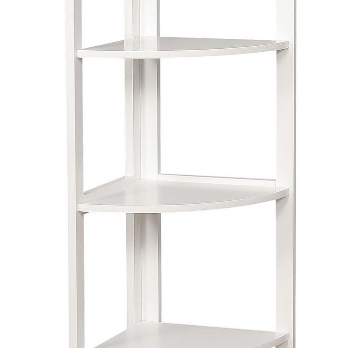 Transitional Style Wooden Open Frame Ladder Shelf with Five Shelves, White
