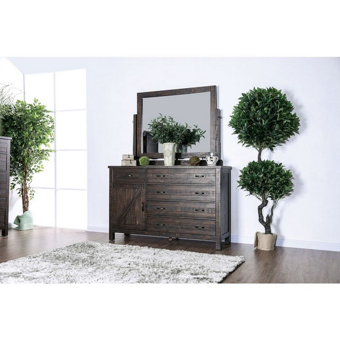 Spacious Five Drawers Wooden Dresser with One Door Cabinet and, Espresso Brown