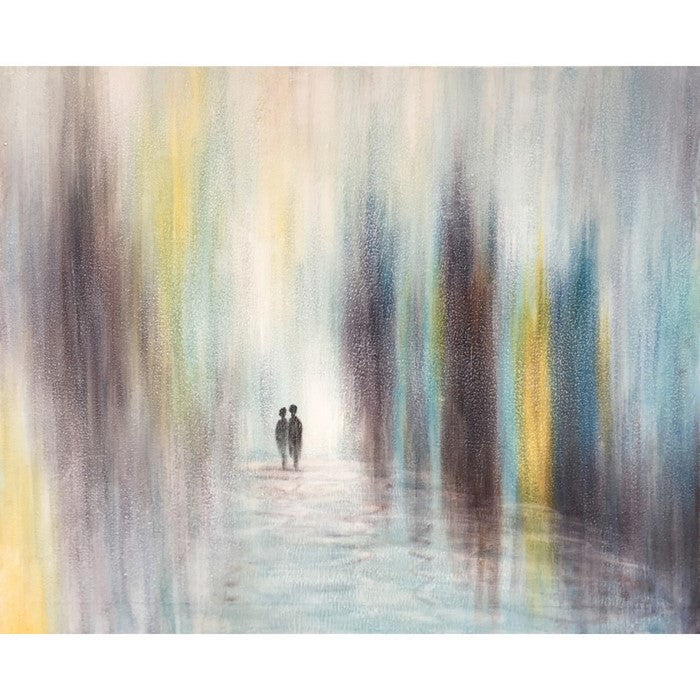 Rectangle Framed Canvas Oil Abstract Painting with Multicolor