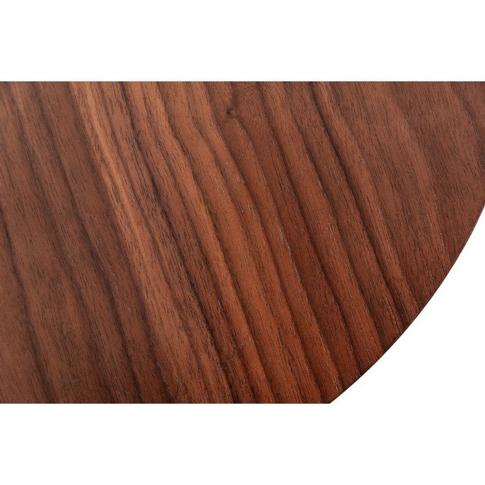 Round Metal End Table with Wooden Table Top, Brown and Black