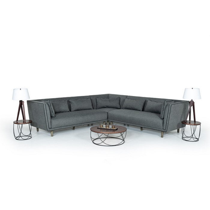 Round Metal End Table with Wooden Table Top, Brown and Black