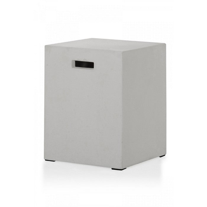Concrete Dining Stool with Side Handles, White