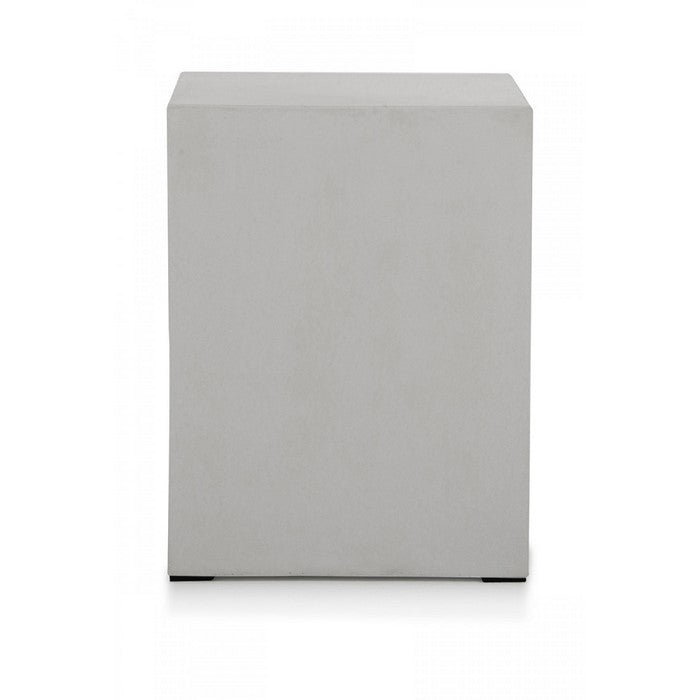 Concrete Dining Stool with Side Handles, White
