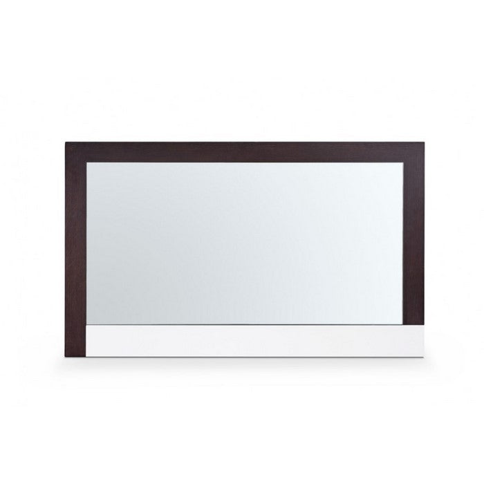 Rectangular Wooden Frame Mirror in Dual Tone, Oak Brown and Gray