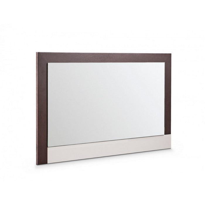 Rectangular Wooden Frame Mirror in Dual Tone, Oak Brown and Gray