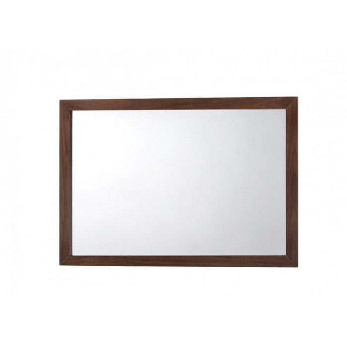 Mid Century Modern Wooden Frame Mirror in Rectangular Shape, Walnut