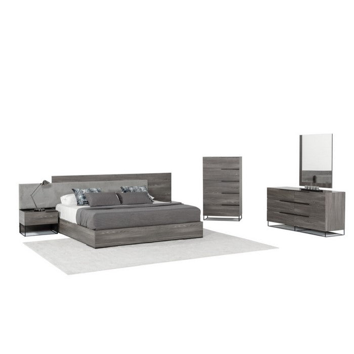 Rectangular Mirror with Opposite L Shaped Wooden Frame, Gray