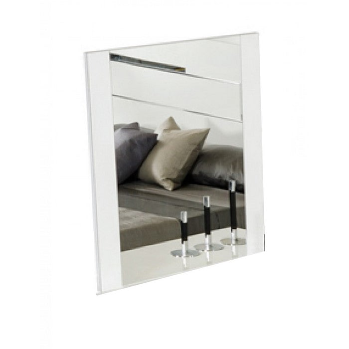Vertically Wooden Framed Mirror in Modern Style, White