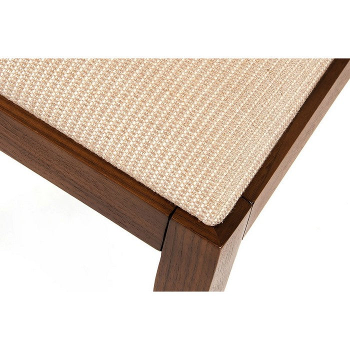 Fabric Upholstered Wooden Desk Chair with Tapered Legs, Beige and Brown