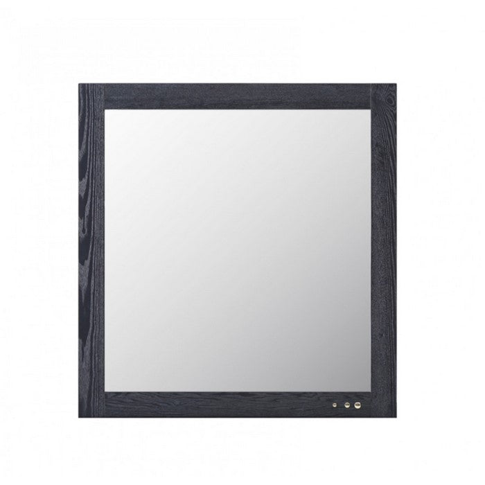 Wooden Framed Mirror In Transitional Style, Smoke Ash Gray