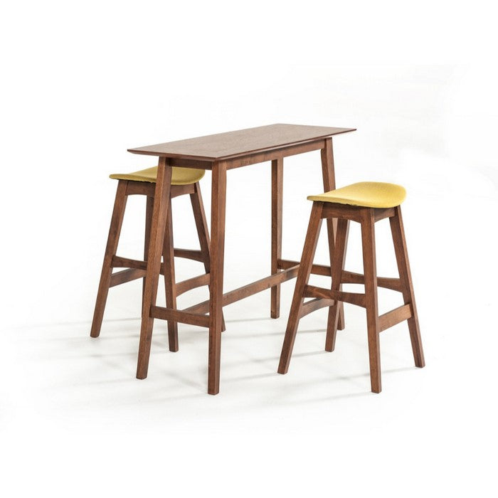 Rectangular Wooden Bar Table with Trestle Base, Walnut Brown