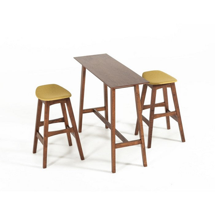 Rectangular Wooden Bar Table with Trestle Base, Walnut Brown