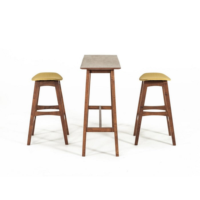 Rectangular Wooden Bar Table with Trestle Base, Walnut Brown