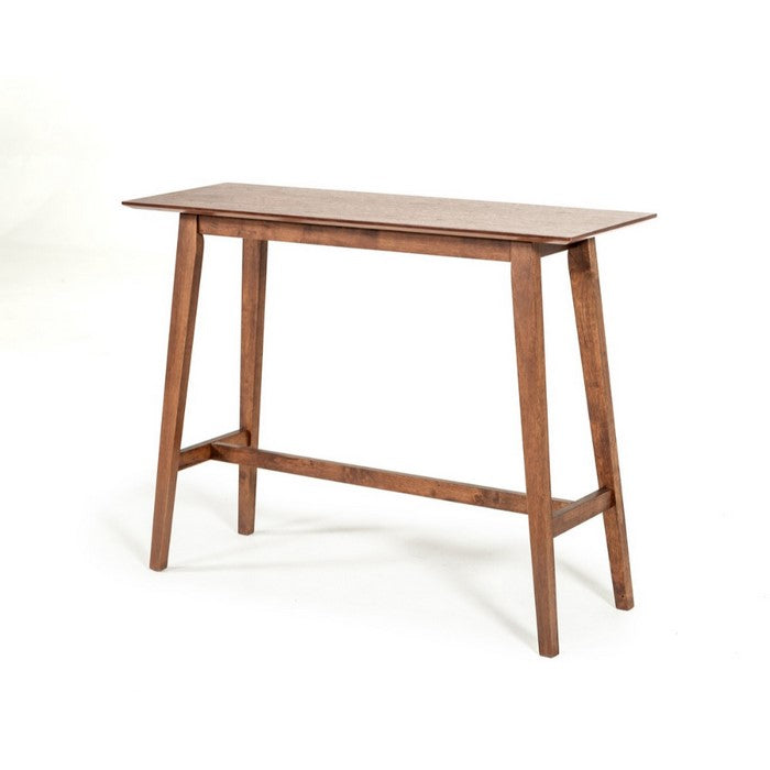 Rectangular Wooden Bar Table with Trestle Base, Walnut Brown