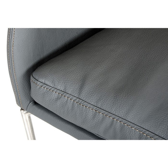 Leatherette Upholstered Dining Chair with Interlaced Metal Base, Gray
