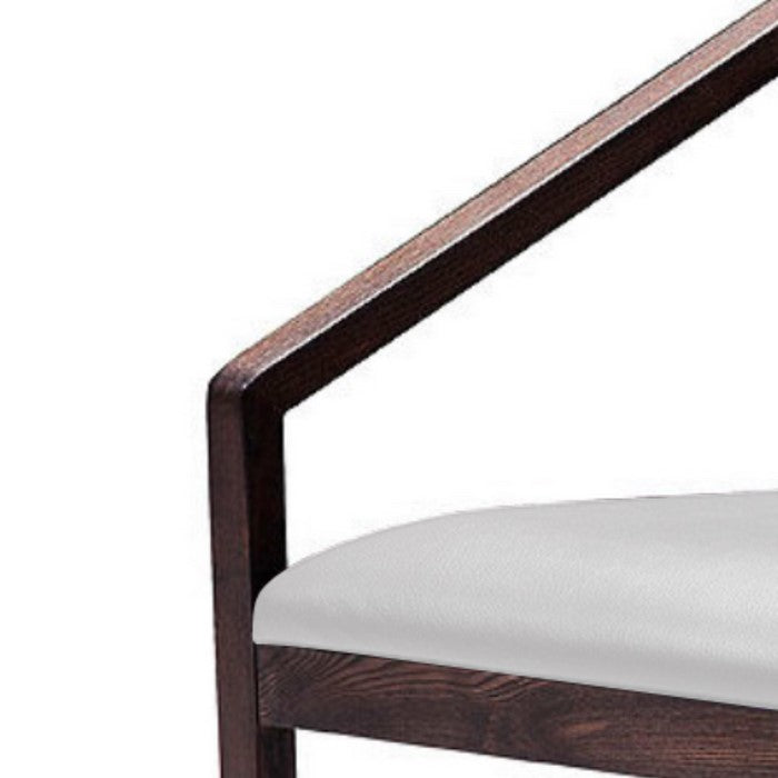 Leatherette Upholstered Wooden Lounge Chair, Brown and Gray