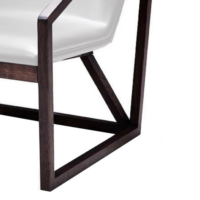 Leatherette Upholstered Wooden Lounge Chair, Brown and Gray