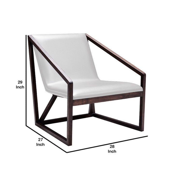 Leatherette Upholstered Wooden Lounge Chair, Brown and Gray
