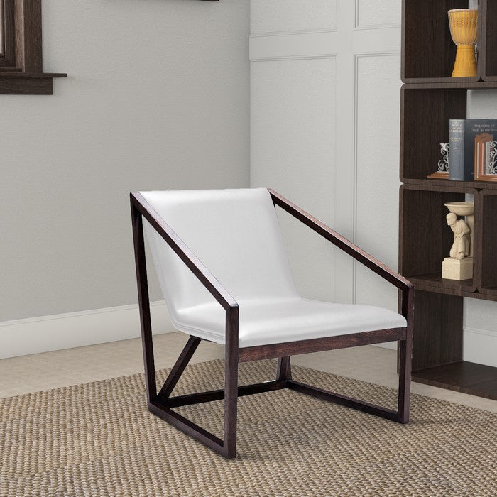 Leatherette Upholstered Wooden Lounge Chair, Brown and Gray