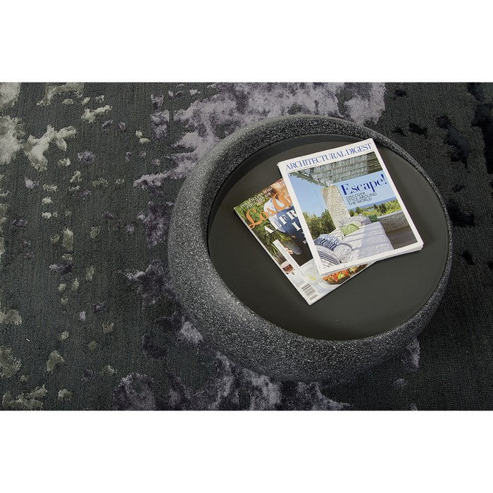 Glass Top End Table with Faux Granite Painted Fiberglass Base, Gray