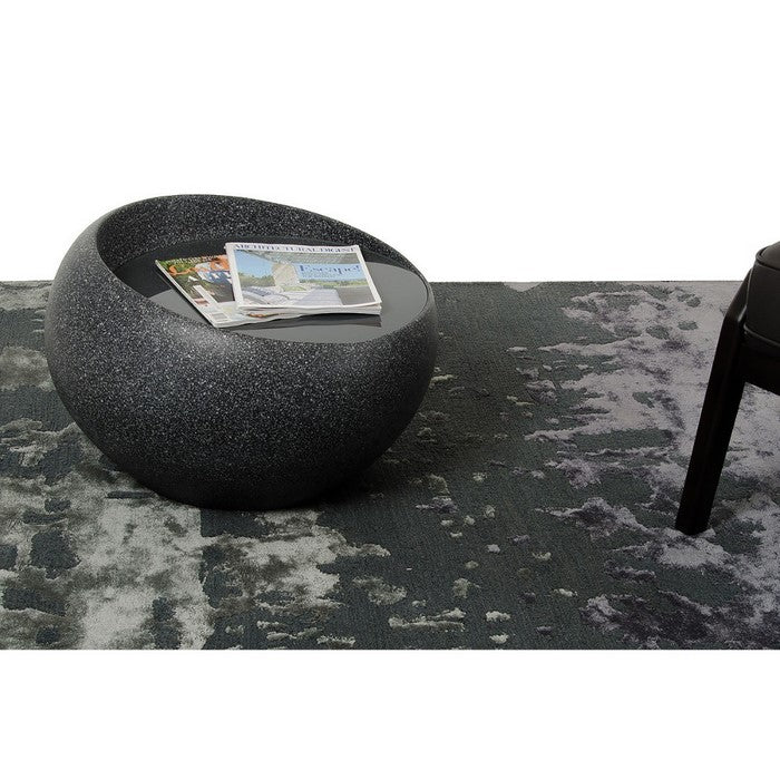 Glass Top End Table with Faux Granite Painted Fiberglass Base, Gray