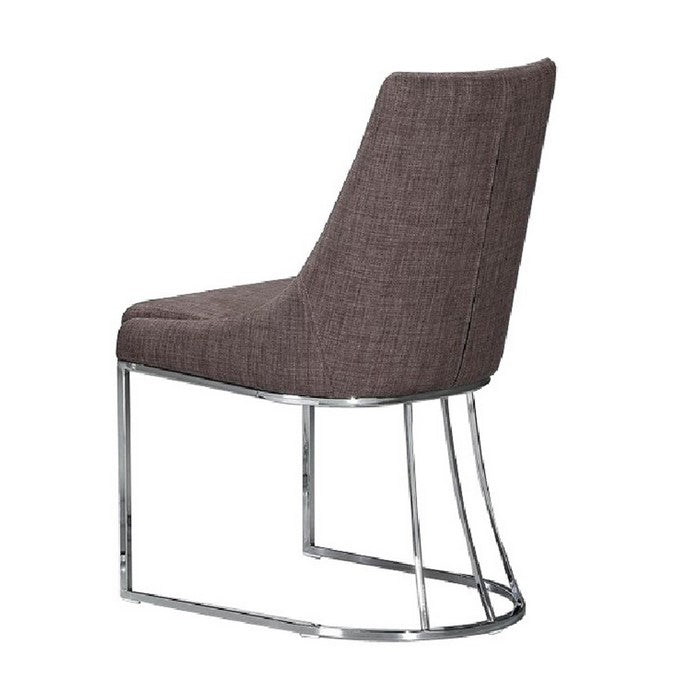 Fabric Upholstered Dining Chairs with Metal Base, Set of Two, Gray and Silver