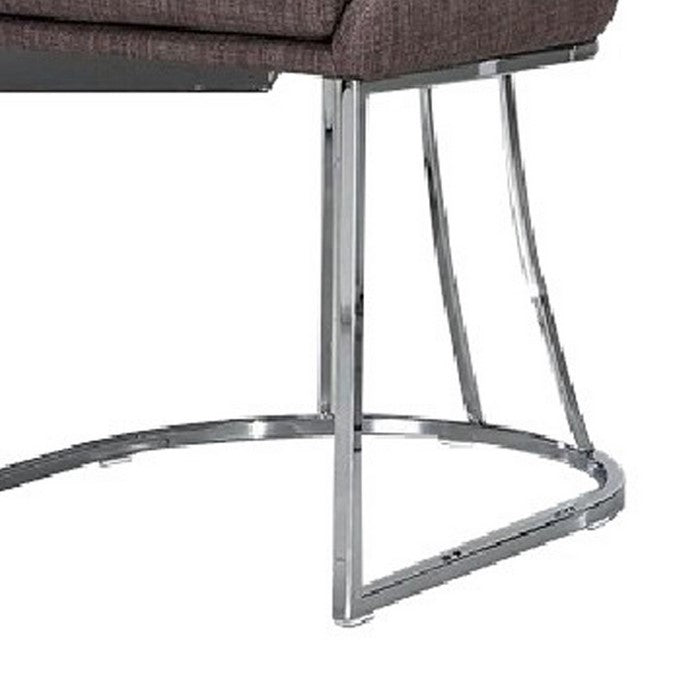 Fabric Upholstered Dining Chairs with Metal Base, Set of Two, Gray and Silver