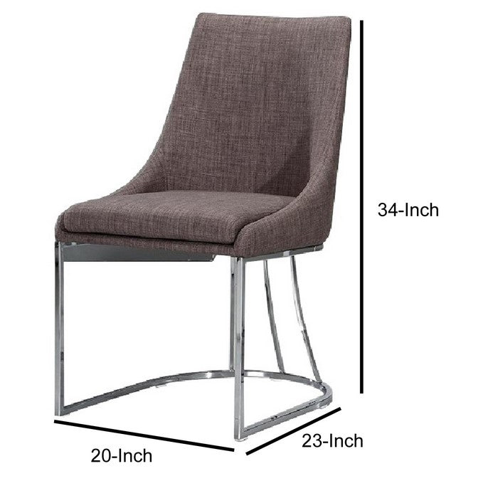 Fabric Upholstered Dining Chairs with Metal Base, Set of Two, Gray and Silver