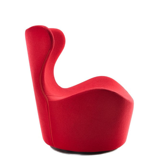 Fabric Upholstered Accent chair with Chrome Swivel Base, Red