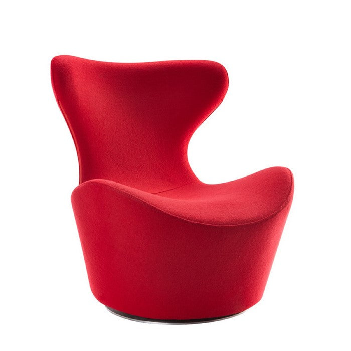 Fabric Upholstered Accent chair with Chrome Swivel Base, Red