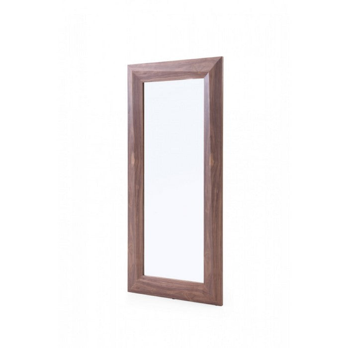 Floor Mirror with Wooden Frame, Brown