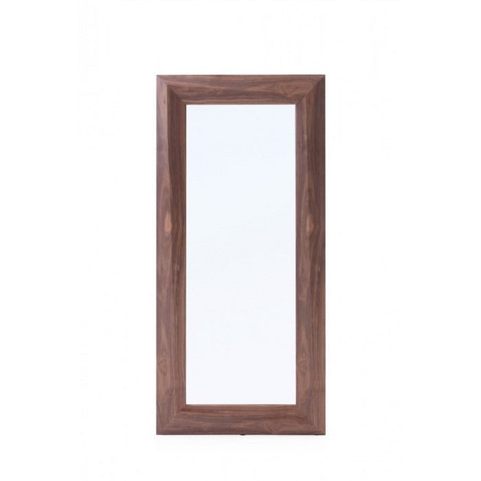 Floor Mirror with Wooden Frame, Brown