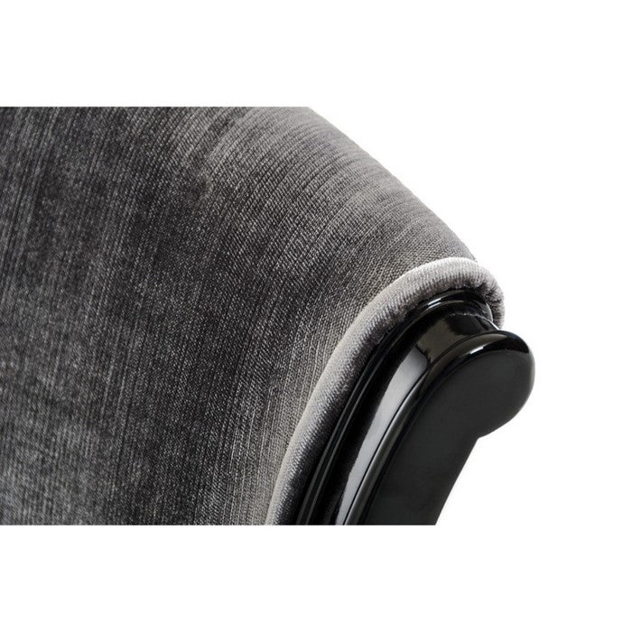 Fabric Upholstered Wooden Dining Chairs with Cabriole Style Front legs, Set of Two, Black and Gray