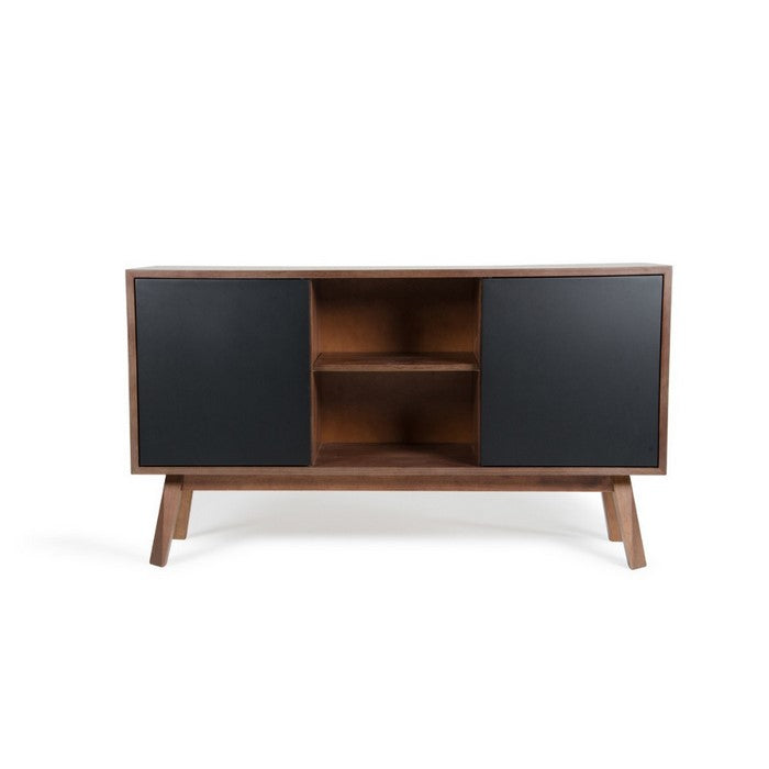Wooden Server Buffet with Storage, Brown and Black