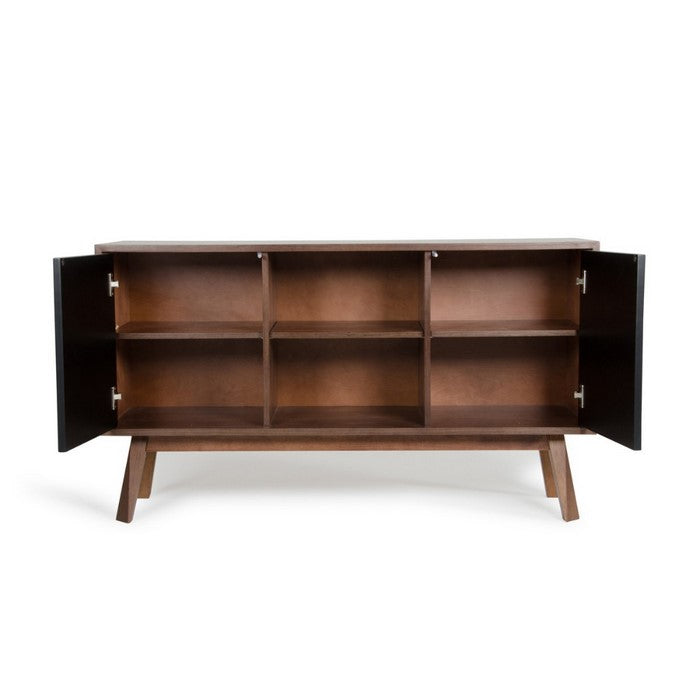 Wooden Server Buffet with Storage, Brown and Black