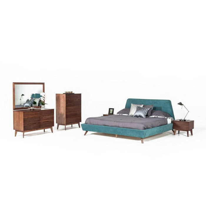 Five Drawers Wooden Chest with Angled Legs, Brown