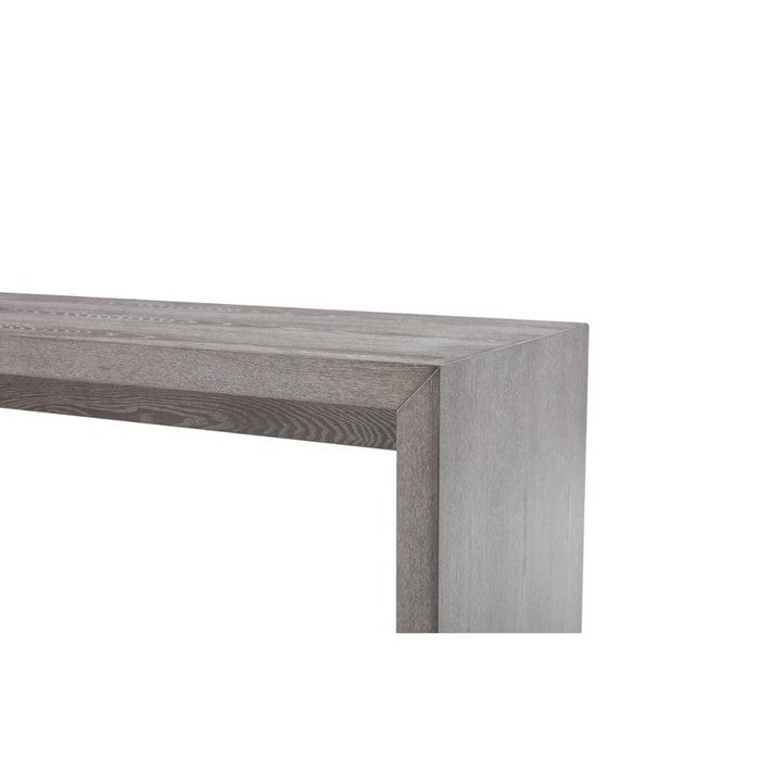 Wooden Bar Table with Stainless Steel Accents, Gray