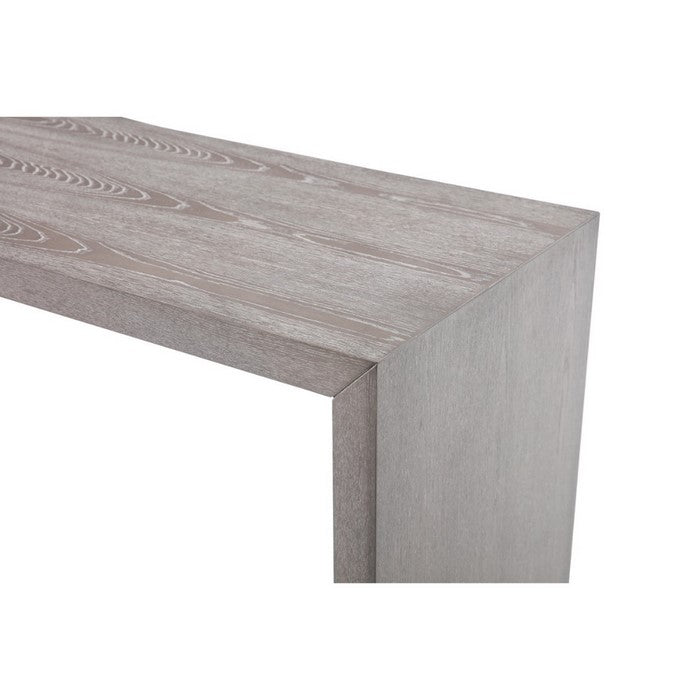 Wooden Bar Table with Stainless Steel Accents, Gray