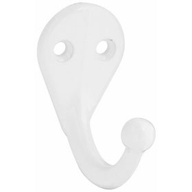 Stanley Hardware S819-116 4025 Single Prong Robe Hook in White, 2 piece