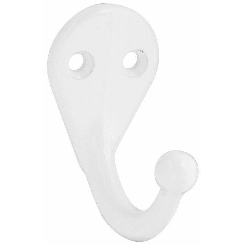 Stanley Hardware S819-116 4025 Single Prong Robe Hook in White, 2 piece