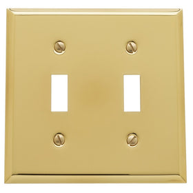 Baldwin Estate 4761.030.CD Square Beveled Edge Double Toggle Switch Wall Plate in Polished Brass, 4.5"x4.5"