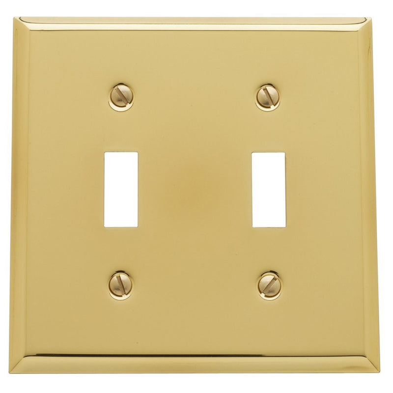 Baldwin Estate 4761.030.CD Square Beveled Edge Double Toggle Switch Wall Plate in Polished Brass, 4.5"x4.5"