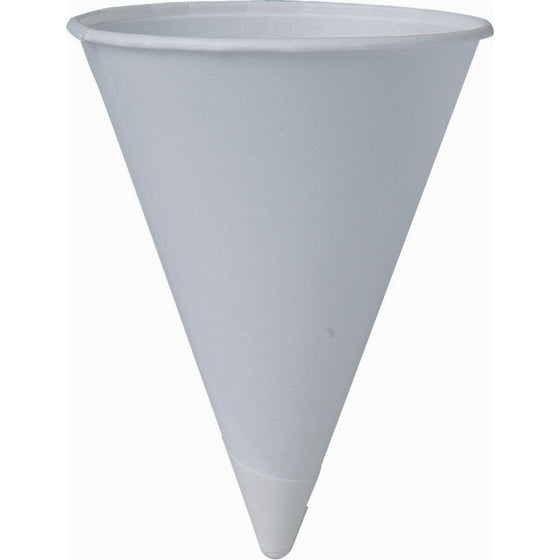 SOLO Cup Company Solo 4BR 200 Piece Cup Company Cone Water Cups, Cold, Paper, White, 4 oz.