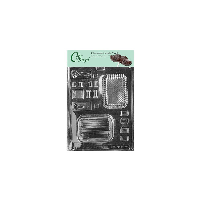 Cybrtrayd Life of the Party D042 Sewing Kit Pour Box Thread Needle Scissors Chocolate Candy Mold in Sealed Protective Poly Bag Imprinted with Copyrighted Cybrtrayd Molding Instructions