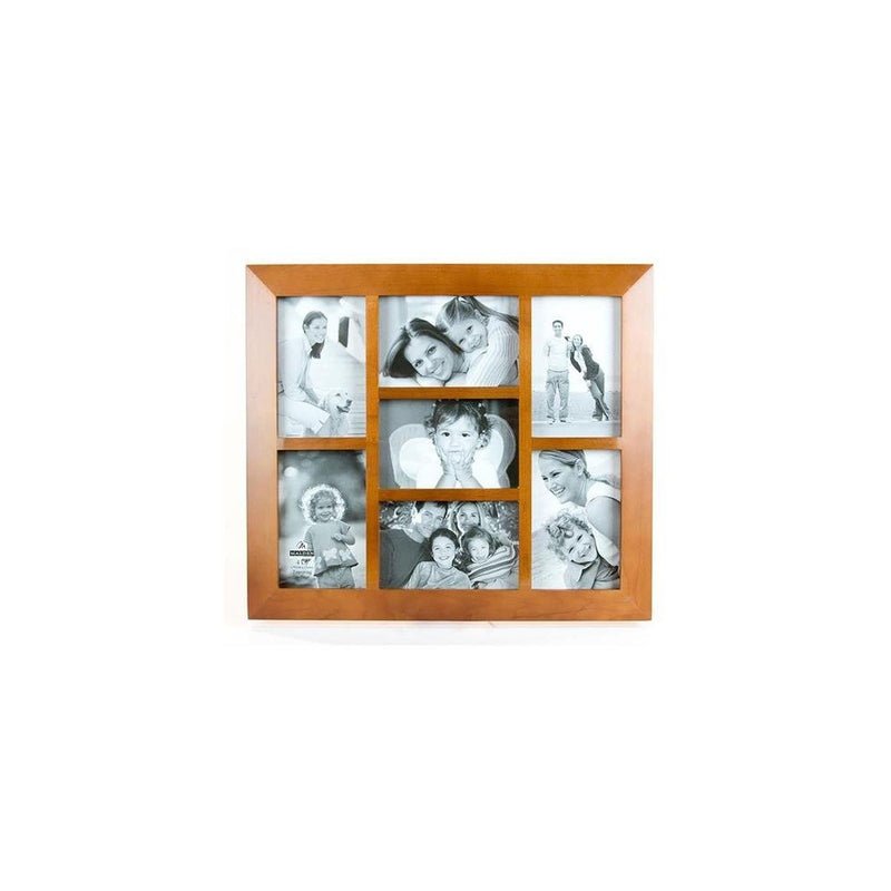 Malden International Designs Berkeley Beveled Edge Wood Collage Picture Frame, 7 Option, 7-4x6, Walnut