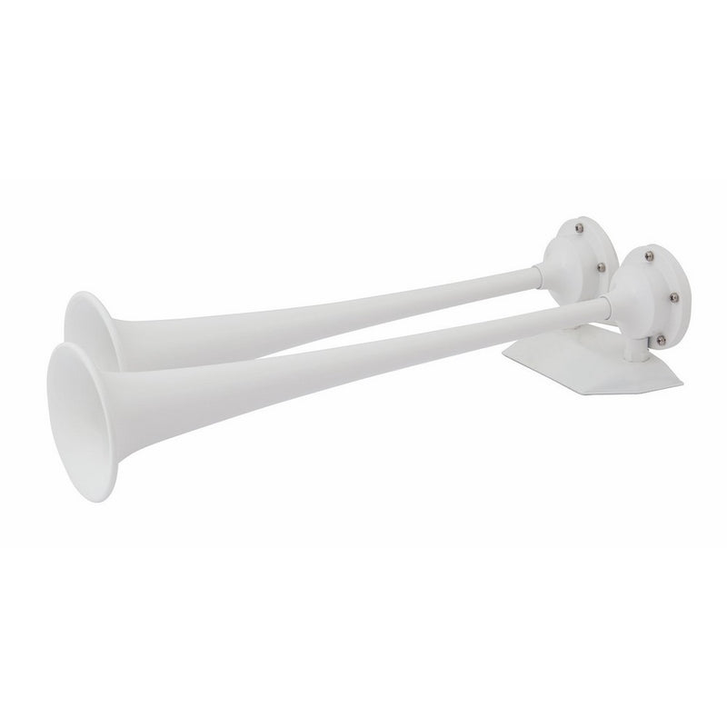 AFI 10122 Heavy Duty Marine Dual Trumpet Deck Air Horn (12-Volt, White)
